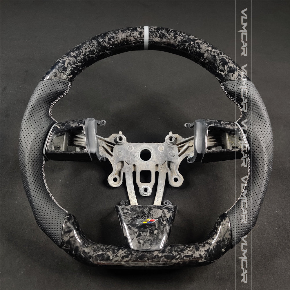 Private custom forged carbon Fiber steering wheel with leather For Cadillac CTS v2 2009-2014